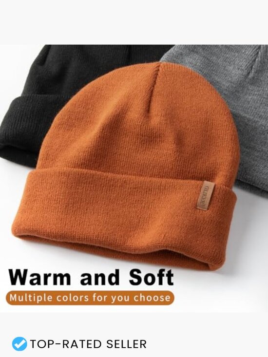 3 Pack Beanie Skull Cap Winter Double Layer Warm Knit Hat Stylish Slouchy Unisex